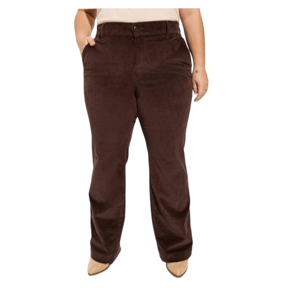 Torrid Women's Corduroy Pants 22 Short Flared Leg Brown Cotton/Spandex - Picture 1 of 8